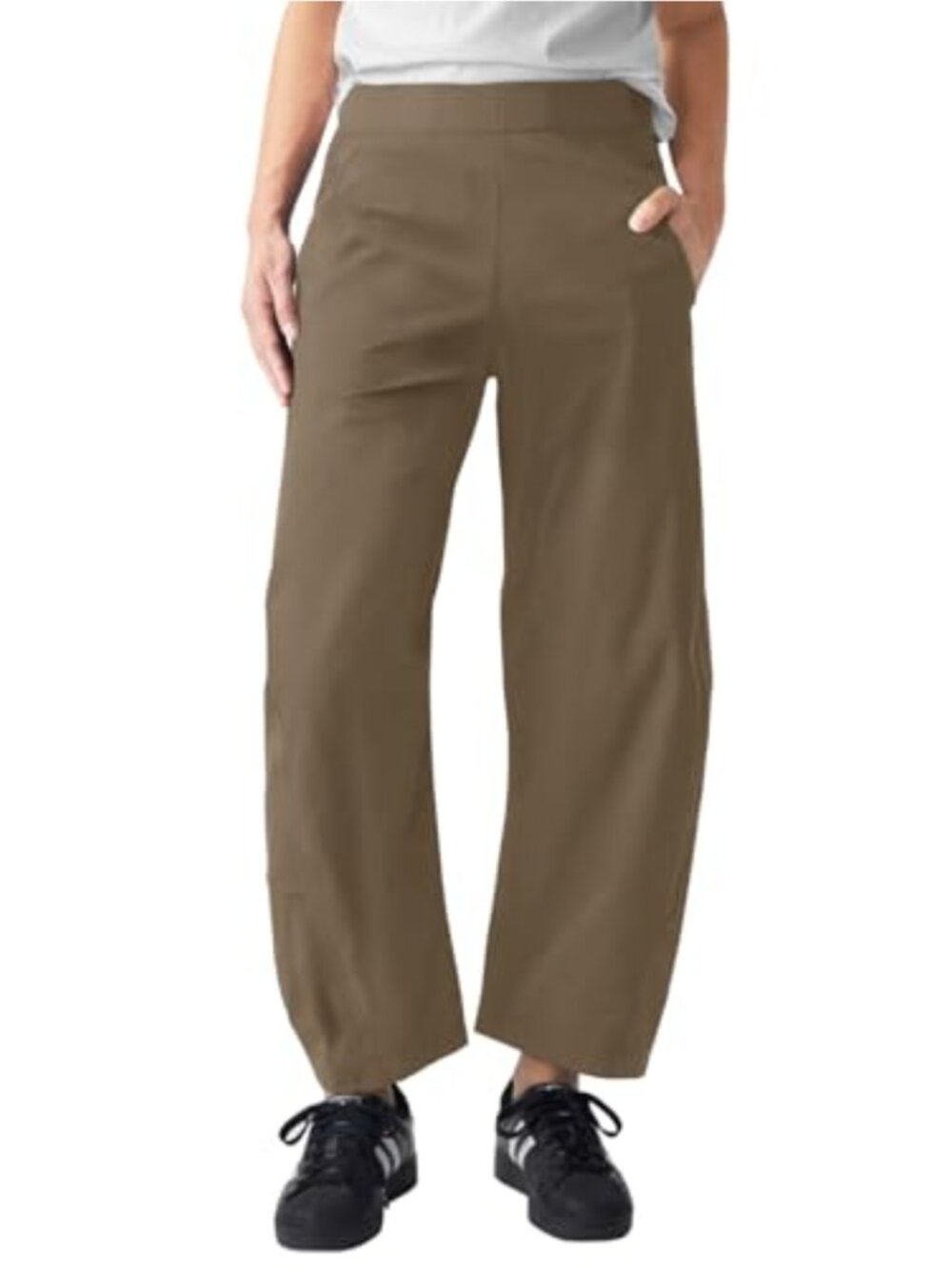 Women's Quick Dry Tapered Leg Travel Pants Elastic Waist with Pockets